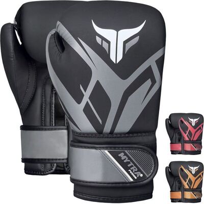 Gants de Boxe - Mytra Fusion - Junior - Paume ventilée - Cuir artificiel - Protection EVA-LUTION Gris - Publicité Gants de Boxe - Mytra Fusion - Junior - Paume ventilée - Cuir artificiel - Protection EVA-LUTION Gris - Publicité
