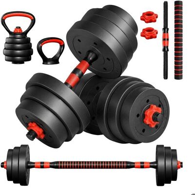 Relaxdays Ensemble dhaltères réglables 19 kg haltère barre kettlebell accessoires fitness coque PE noir/orange Noir - Publicité Relaxdays Ensemble dhaltères réglables 19 kg haltère barre kettlebell accessoires fitness coque PE noir/orange Noir - Publicité
