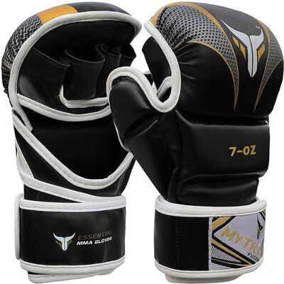 Gants de sparring MMA - Mytra Fusion - Paume Ouverte - Noir/Or - Confort Optimal - Durabilité Exceptionnelle Noir - Publicité Gants de sparring MMA - Mytra Fusion - Paume Ouverte - Noir/Or - Confort Optimal - Durabilité Exceptionnelle Noir - Publicité