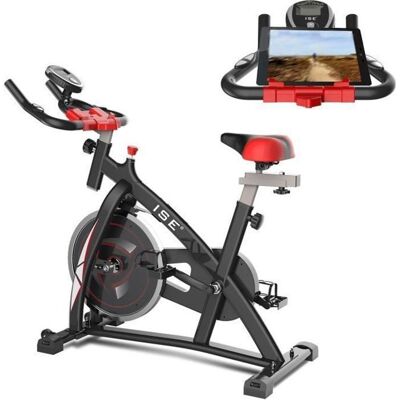 Vélo dappartement magnétique ISE Biking SY-7802 avec roue dinertie de 10kg et support capitonné Noir - Publicité Vélo dappartement magnétique ISE Biking SY-7802 avec roue dinertie de 10kg et support capitonné Noir - Publicité