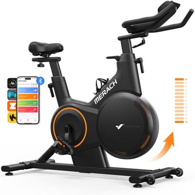 Vélo d’appartement – MERACH - 16 niveaux résistance magnétique - ± 6 % inclinaison – Roue 10 Kg - Bluetooth – APP - Silencieux Noir - Publicité Vélo d’appartement – MERACH - 16 niveaux résistance magnétique - ± 6 % inclinaison – Roue 10 Kg - Bluetooth – APP - Silencieux Noir - Publicité