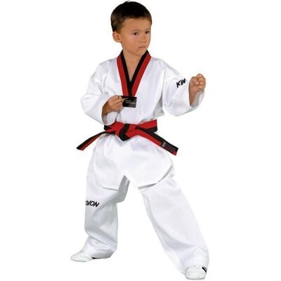 Kimono Taekwondo enfant Kwon Victory Poom - blanc/noir/rouge - 120 cm Blanc - Publicité Kimono Taekwondo enfant Kwon Victory Poom - blanc/noir/rouge - 120 cm Blanc - Publicité