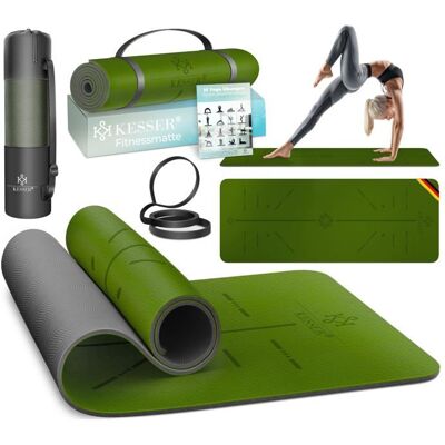 Tapis de yoga antidérapant vert - KESSER - 183 x 61 cm - 6 mm dépaisseur - TPE - Hypoallergénique - Imperméable Vert - Publicité Tapis de yoga antidérapant vert - KESSER - 183 x 61 cm - 6 mm dépaisseur - TPE - Hypoallergénique - Imperméable Vert - Publicité