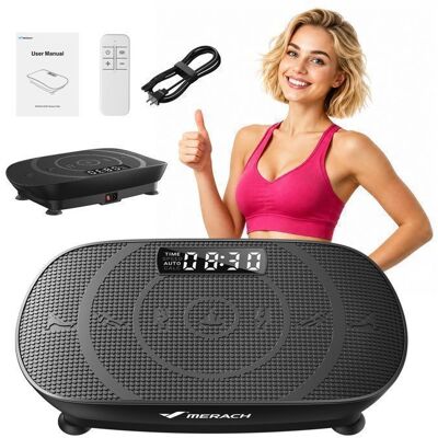 Plateforme Vibrante Mini MERACH - 11 niveaux – Télécommande - Écran LED - moteur silencieux -150kg - Tapis Silicone - Garantie 2 ans Noir - Publicité Plateforme Vibrante Mini MERACH - 11 niveaux – Télécommande - Écran LED - moteur silencieux -150kg - Tapis Silicone - Garantie 2 ans Noir - Publicité