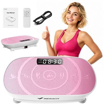 Plateforme Vibrante Mini MERACH - 11 niveaux – Télécommande - Écran LED - moteur silencieux -150kg - Tapis Silicone - Garantie 2 ans Rose - Publicité Plateforme Vibrante Mini MERACH - 11 niveaux – Télécommande - Écran LED - moteur silencieux -150kg - Tapis Silicone - Garantie 2 ans Rose - Publicité
