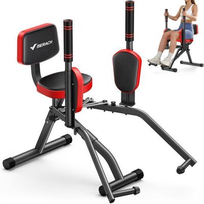 Machine dabduction Abdos et Hanches - Merach - résistance réglable/poignées ajustables/coussins rotatifs 360° - Cuisses Trainer Rouge - Publicité Machine dabduction Abdos et Hanches - Merach - résistance réglable/poignées ajustables/coussins rotatifs 360° - Cuisses Trainer Rouge - Publicité