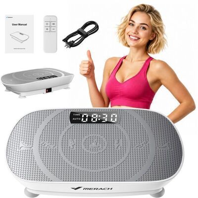 Plateforme Vibrante Mini MERACH - 11 niveaux – Télécommande - Écran LED - moteur silencieux -150kg - Tapis Silicone - Garantie 2 ans Gris - Publicité Plateforme Vibrante Mini MERACH - 11 niveaux – Télécommande - Écran LED - moteur silencieux -150kg - Tapis Silicone - Garantie 2 ans Gris - Publicité