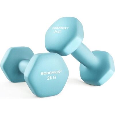 Haltères Hexagonaux Bleu Clair - 2 x 2 kg - Publicité Haltères Hexagonaux Bleu Clair - 2 x 2 kg - Publicité