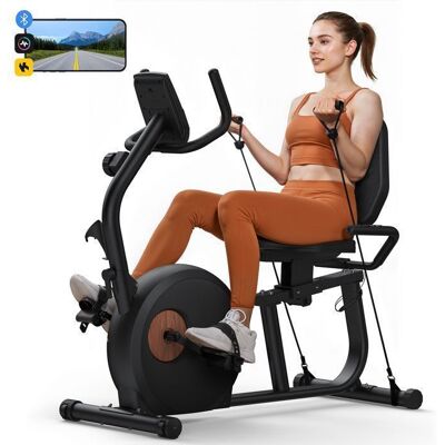 Vélo dappartement Semi-allongé MERACH8 Niveaux de Résistance Magnétique Écran LCD Élastiques Capteur Cardiaque 150kg MAX Noir - Publicité Vélo dappartement Semi-allongé MERACH8 Niveaux de Résistance Magnétique Écran LCD Élastiques Capteur Cardiaque 150kg MAX Noir - Publicité