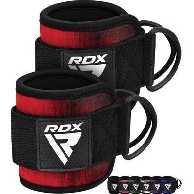 RDX Sangles de cheville pour machines à câble fixation de bandes de résistance 7 mm rembourré en néoprène rouge paire. Rouge - Publicité RDX Sangles de cheville pour machines à câble fixation de bandes de résistance 7 mm rembourré en néoprène rouge paire. Rouge - Publicité