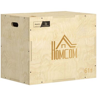 HOMCOM - Box Jump pliometrie 3 en 1 - Collaboration Aosom.fr x FFHandball - Bois de hêtre - 61x51x76cm - Bois naturel Beige - Publicité HOMCOM - Box Jump pliometrie 3 en 1 - Collaboration Aosom.fr x FFHandball - Bois de hêtre - 61x51x76cm - Bois naturel Beige - Publicité