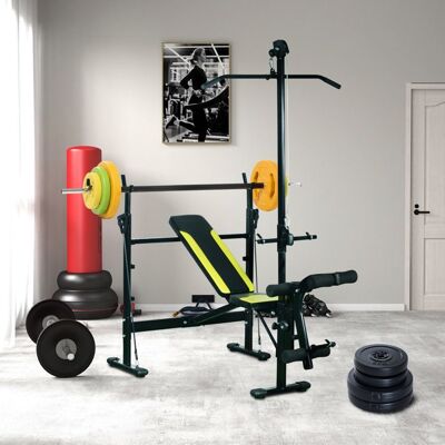 Generic Ensemble haltères et barre 20 kg avec 6 haltères disques de 15 kg 25 kg et 5 kg gym musculation orange vert et jaune - Publicité Generic Ensemble haltères et barre 20 kg avec 6 haltères disques de 15 kg 25 kg et 5 kg gym musculation orange vert et jaune - Publicité