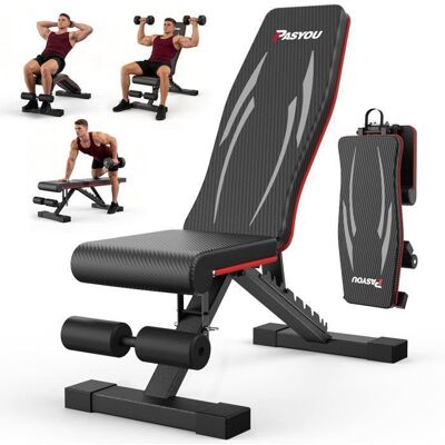 Banc de Musculation Pliable - PASYOU - PA350 - Banc de Fitness Réglable Multifonction - Entraînement Corps Complet - Charge 300kg Noir - Publicité Banc de Musculation Pliable - PASYOU - PA350 - Banc de Fitness Réglable Multifonction - Entraînement Corps Complet - Charge 300kg Noir - Publicité