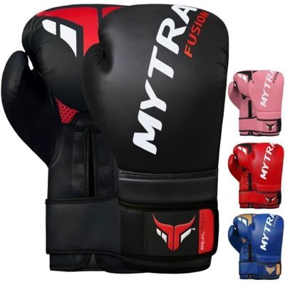 Gants de Boxe - Mytra Fusion - 10 oz - Cuir Synthétique - Noir - Confort Optimal Noir - Publicité Gants de Boxe - Mytra Fusion - 10 oz - Cuir Synthétique - Noir - Confort Optimal Noir - Publicité