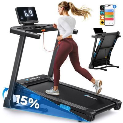Tapis de Course Pliable – T12PRO MERACH - Inclinaison 15% - 0.8-12km/h - Moteur 2.5HP - Écran LED - Bluetooth/APP Exclusive/Kinomap Noir - Publicité Tapis de Course Pliable – T12PRO MERACH - Inclinaison 15% - 0.8-12km/h - Moteur 2.5HP - Écran LED - Bluetooth/APP Exclusive/Kinomap Noir - Publicité