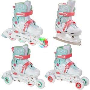 Roller 4en1 INEZ - Blanc/turquoise - Pointure ajustable 26 au 33 - Roue LED Blanc - Publicité Roller 4en1 INEZ - Blanc/turquoise - Pointure ajustable 26 au 33 - Roue LED Blanc - Publicité