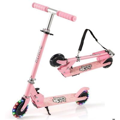 Trottinette Enfants Pliable 2 Roues LED Clignotantes COSTWAY Béquille-3 Hauteurs Réglables-Pont Elargi-50kg-pour 3-8 Ans Rose Rose - Publicité Trottinette Enfants Pliable 2 Roues LED Clignotantes COSTWAY Béquille-3 Hauteurs Réglables-Pont Elargi-50kg-pour 3-8 Ans Rose Rose - Publicité
