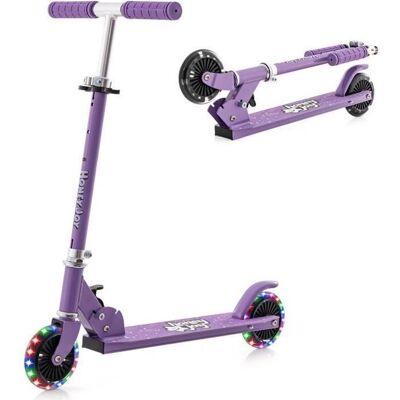 COSTWAY Trottinette Enfant Pliable 2 Roues Clignotantes Automatiques Hauteur Réglable Poignée TPR Alliage dAluminium 3-8 Ans Violet Violet - Publicité COSTWAY Trottinette Enfant Pliable 2 Roues Clignotantes Automatiques Hauteur Réglable Poignée TPR Alliage dAluminium 3-8 Ans Violet Violet - Publicité