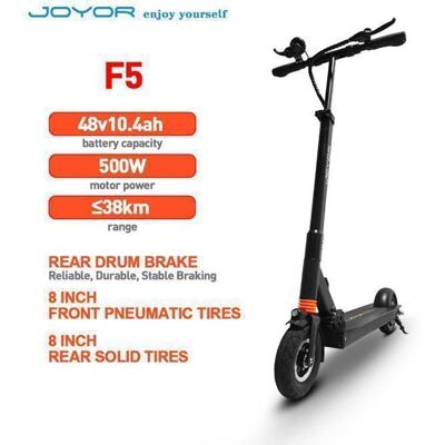 JOYOR F5 - Trottinette électrique pliable - Moteur de 500 W - Batterie 48 V 10 4 Ah - Pneus de 8 pouces - Autonomie de 38 km Noir - Publicité JOYOR F5 - Trottinette électrique pliable - Moteur de 500 W - Batterie 48 V 10 4 Ah - Pneus de 8 pouces - Autonomie de 38 km Noir - Publicité