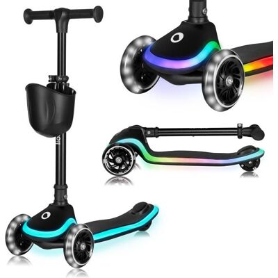 Trottinette enfant LIONELO Mey - 3 Roues éclairées - Pliable - Hauteur réglable - Noir Noir - Publicité Trottinette enfant LIONELO Mey - 3 Roues éclairées - Pliable - Hauteur réglable - Noir Noir - Publicité