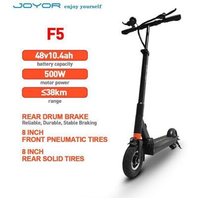 Trottinette électrique JOYOR-F5 moteur 500 W batterie 48 V 104 Ah autonomie de 38 km charge maximale de 120 kg Noir - Publicité Trottinette électrique JOYOR-F5 moteur 500 W batterie 48 V 104 Ah autonomie de 38 km charge maximale de 120 kg Noir - Publicité
