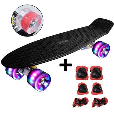 Skateboard - SINBIDE - NOIR - Panneau Rétro - Roues Lumineuses LED - 55.8x15.2x12.5 cm Noir - Publicité Skateboard - SINBIDE - NOIR - Panneau Rétro - Roues Lumineuses LED - 55.8x15.2x12.5 cm Noir - Publicité