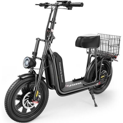 Trottinette électrique iScooter F7 16 avec selle-50km-1000W-45 km/h-Panier amovible et guidon réglable-Batterie amovible Noir - Publicité Trottinette électrique iScooter F7 16 avec selle-50km-1000W-45 km/h-Panier amovible et guidon réglable-Batterie amovible Noir - Publicité