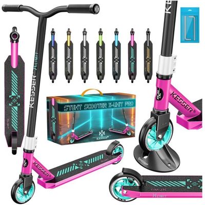 Trottinette freestyle - KESSER - X-Limit-Pro - Direction 360° - Roues PU 110 mm - Roulements ABEC 9 Rose - Publicité Trottinette freestyle - KESSER - X-Limit-Pro - Direction 360° - Roues PU 110 mm - Roulements ABEC 9 Rose - Publicité