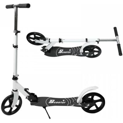 LVHCMFOHM Trottinette Adulte et Adolescent Pliable - Hauteur Réglable - Avec Pied de Stationnement - 33x80x81-101cm - Blanc Blanc - Publicité LVHCMFOHM Trottinette Adulte et Adolescent Pliable - Hauteur Réglable - Avec Pied de Stationnement - 33x80x81-101cm - Blanc Blanc - Publicité