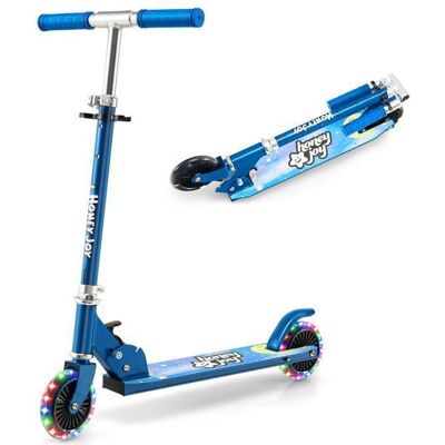 COSTWAY Trottinette Enfant Pliable 2 Roues Clignotantes Automatiques Hauteur Réglable Poignée TPR Alliage dAluminium 3-8 Ans Bleu Bleu - Publicité COSTWAY Trottinette Enfant Pliable 2 Roues Clignotantes Automatiques Hauteur Réglable Poignée TPR Alliage dAluminium 3-8 Ans Bleu Bleu - Publicité