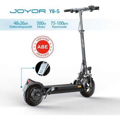 Trottinette électrique-JOYOR Y8-S (ABE)pliablemoteur 500Wmoteur 48V 26AHpneus 10autonomie 90km Noir - Publicité Trottinette électrique-JOYOR Y8-S (ABE)pliablemoteur 500Wmoteur 48V 26AHpneus 10autonomie 90km Noir - Publicité