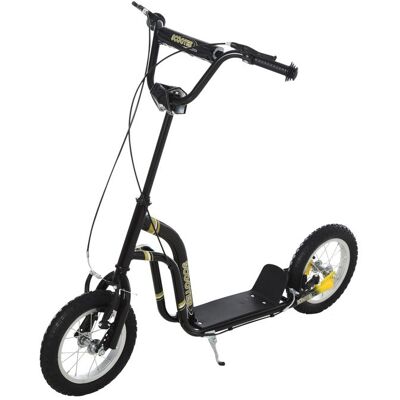 Trottinette enfants - HOMCOM - roues pneumatiques 12 pouce caoutchouc charge 100 kg tout terrain double freins réglable - noir Noir - Publicité Trottinette enfants - HOMCOM - roues pneumatiques 12 pouce caoutchouc charge 100 kg tout terrain double freins réglable - noir Noir - Publicité