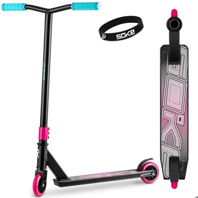 Trottinette acrobatique - SOKE - SOKE Go! - Guidon pivotant 360° - Roulements ABEC-9 - Roues 100x24 mm Rose - Publicité Trottinette acrobatique - SOKE - SOKE Go! - Guidon pivotant 360° - Roulements ABEC-9 - Roues 100x24 mm Rose - Publicité