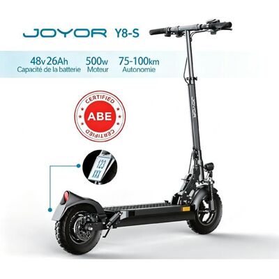 JOYOR Y8-S (ABE)-Trottinette électrique-pliable moteur 500W moteur 48V 26AH pneus 10 autonomie 100km Noir - Publicité JOYOR Y8-S (ABE)-Trottinette électrique-pliable moteur 500W moteur 48V 26AH pneus 10 autonomie 100km Noir - Publicité