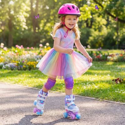 Roller en Ligne Enfant 4 Tailles Réglables COSTWAY-4 Roues Lumineuses-Taille 30-33 -ABEC-7-Triple Protection-Violet-Motif Papillon - Publicité Roller en Ligne Enfant 4 Tailles Réglables COSTWAY-4 Roues Lumineuses-Taille 30-33 -ABEC-7-Triple Protection-Violet-Motif Papillon - Publicité