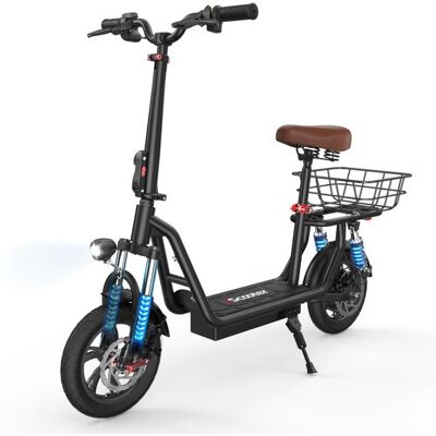 OEM Trottinette Électrique i12 adulte 120kg avec siège - 12 pouces Autonomie 35km 36V7.5Ah Double amortisseurs avantNoir Noir - Publicité OEM Trottinette Électrique i12 adulte 120kg avec siège - 12 pouces Autonomie 35km 36V7.5Ah Double amortisseurs avantNoir Noir - Publicité
