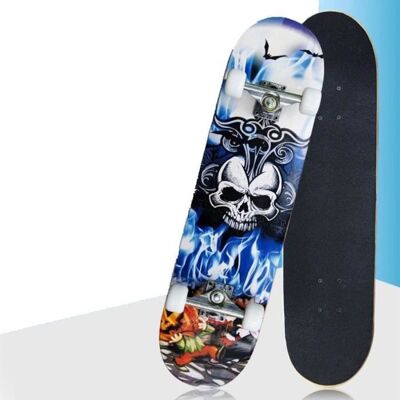 Skateboard Complet Roulement ABEC-7 avec Roues PU - 7 Couches en Bois dErable (Crâne Motif) Bleu - Publicité Skateboard Complet Roulement ABEC-7 avec Roues PU - 7 Couches en Bois dErable (Crâne Motif) Bleu - Publicité