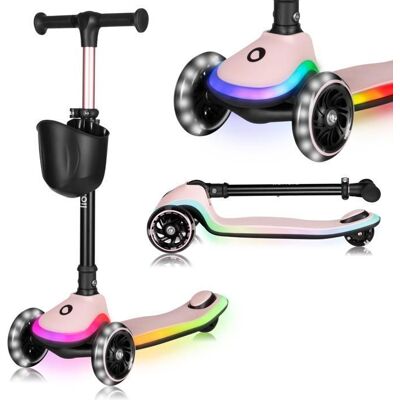 Trottinette enfant LIONELO Mey - 3 Roues éclairées - Pliable - Hauteur réglable - Rose Rose - Publicité Trottinette enfant LIONELO Mey - 3 Roues éclairées - Pliable - Hauteur réglable - Rose Rose - Publicité