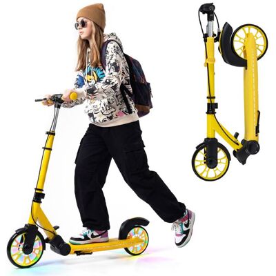 Trottinette Pliable Aluminium COSTWAY-2 Roues Lumineuses-Hauteurs Réglable-Frein Arrière Béquille-Plateau Antidérapant-6 Ans+-Jaune Jaune - Publicité Trottinette Pliable Aluminium COSTWAY-2 Roues Lumineuses-Hauteurs Réglable-Frein Arrière Béquille-Plateau Antidérapant-6 Ans+-Jaune Jaune - Publicité