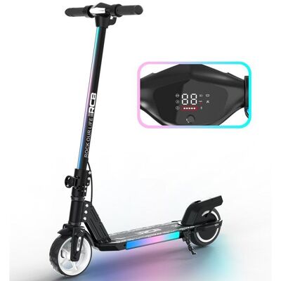 RCB R12 Trottinette Electrique Enfants pliable - Écran numérique - néons colorés - Cadeau Super Noir Noir - Publicité RCB R12 Trottinette Electrique Enfants pliable - Écran numérique - néons colorés - Cadeau Super Noir Noir - Publicité