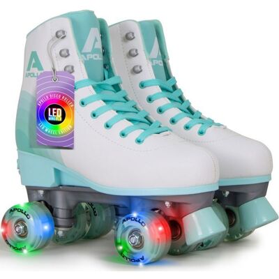 Patins à roulettes Apollo Disco Roller réglable enfants et adultes Disco Time LED Blanc - Publicité Patins à roulettes Apollo Disco Roller réglable enfants et adultes Disco Time LED Blanc - Publicité