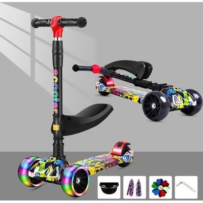 JOULLI Trottinette Enfant 2 à 12 ans trottinette lumineuse 3 roues réglable en hauteur capacité de charge 100 kg - Publicité JOULLI Trottinette Enfant 2 à 12 ans trottinette lumineuse 3 roues réglable en hauteur capacité de charge 100 kg - Publicité