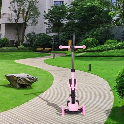 HOMEWELL YIPEEMA. Trottinette enfant 3 en 1 avec siège amovible grandes roues LED guidon réglable en hauteur rose. Rose - Publicité HOMEWELL YIPEEMA. Trottinette enfant 3 en 1 avec siège amovible grandes roues LED guidon réglable en hauteur rose. Rose - Publicité
