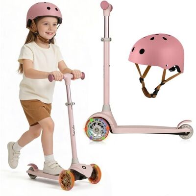 Trottinette enfant avec Casque LIONELO Jessy - 3 Roues éclairées - Hauteur réglable - Jusqu’à 50 kg - Rose Rose - Publicité Trottinette enfant avec Casque LIONELO Jessy - 3 Roues éclairées - Hauteur réglable - Jusqu’à 50 kg - Rose Rose - Publicité