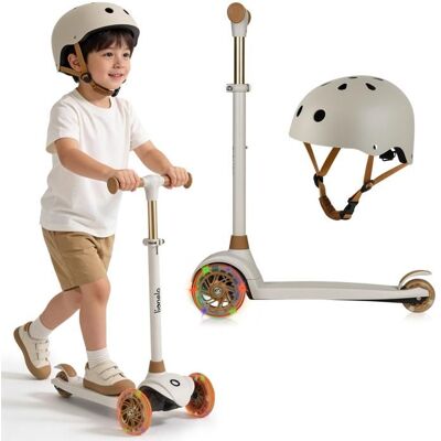 Trottinette enfant avec Casque LIONELO Jessy - 3 Roues éclairées - Hauteur réglable - Jusqu’à 50 kg - Beige Beige - Publicité Trottinette enfant avec Casque LIONELO Jessy - 3 Roues éclairées - Hauteur réglable - Jusqu’à 50 kg - Beige Beige - Publicité