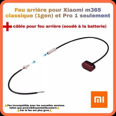 Feu arrière garde boue Xiaomi + Câble de connexion feu arrière pour trottinette électrique xiaomi SEULEMENT (Premiers Modèles M365 Noir - Publicité Feu arrière garde boue Xiaomi + Câble de connexion feu arrière pour trottinette électrique xiaomi SEULEMENT (Premiers Modèles M365 Noir - Publicité