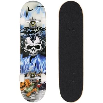 Skateboard en érable YMY - Panneau longue silencieuse à 4 roues - Charge max 150kg - Crâne motif Noir - Publicité Skateboard en érable YMY - Panneau longue silencieuse à 4 roues - Charge max 150kg - Crâne motif Noir - Publicité