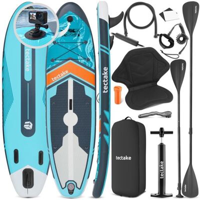 Planche de stand-up paddle - TECTAKE - SUP gonflable PALAGIOS Kit complet 2en1 avec support pour caméra - Turquoise/Orange Bleu - Publicité Planche de stand-up paddle - TECTAKE - SUP gonflable PALAGIOS Kit complet 2en1 avec support pour caméra - Turquoise/Orange Bleu - Publicité