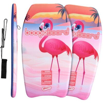 Wham-O Bodyboards - Boogieboard - Lot de 2 - 83.8 cm Planche de bodyboard avec leash de poignet pour enfants 8+ – Flamant rose - Publicité Wham-O Bodyboards - Boogieboard - Lot de 2 - 83.8 cm Planche de bodyboard avec leash de poignet pour enfants 8+ – Flamant rose - Publicité