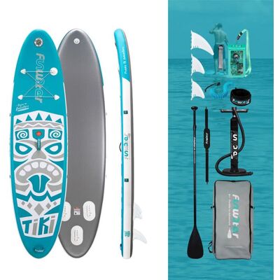 FunWater SUPFW04A Planche Paddle Tiki Gonflable 106 (320cm) Bleu - Kit Complet avec Pagaie Réglable & Pompe Haute Pression Bleu - Publicité FunWater SUPFW04A Planche Paddle Tiki Gonflable 106 (320cm) Bleu - Kit Complet avec Pagaie Réglable & Pompe Haute Pression Bleu - Publicité